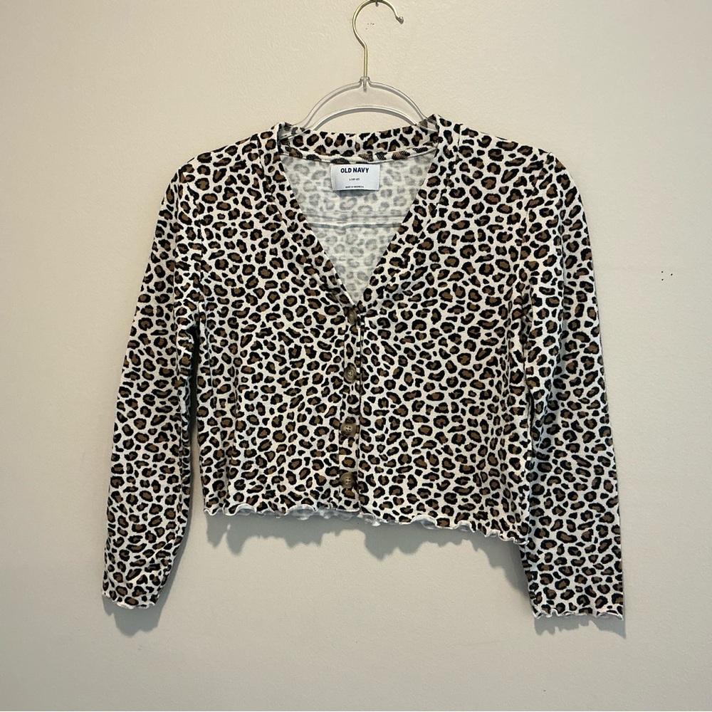 Old Navy Leopard Print Cardigan Size L(10-12)